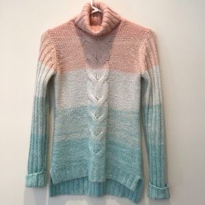 FENN WRIGHT MANSON Women’s Turtleneck Sweater Size S Peach White Green